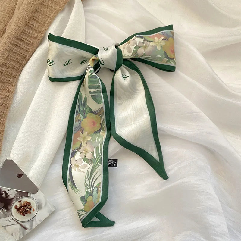 Vintage Paisley Hair Scarf for Women – Satin Headband Neck Tie Ribbon