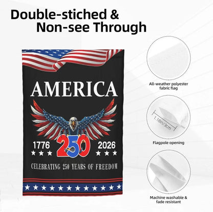 USA 250th Anniversary Garden Flag 12x18 Inch Bald Eagle 1776-2026 Patriotic Garden Flags 4th of July Independence Day