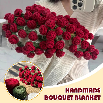 Handmade Crochet Rose Blanket Bouquet | Unique Birthday Gift for Her