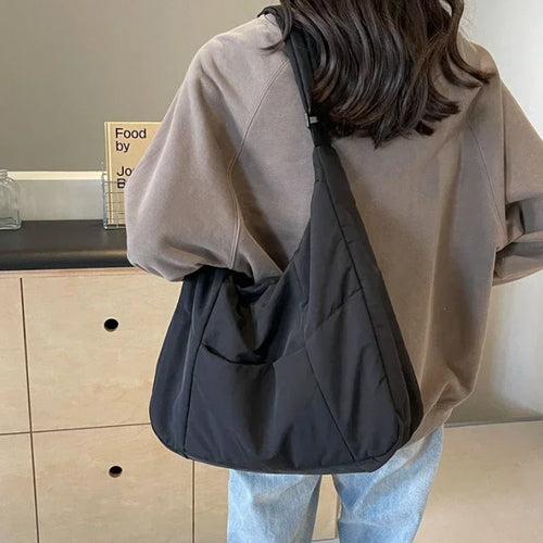Quilted Nylon Hobo Tote Bag – Lightweight Large Capacity Shoulder Bag for Women