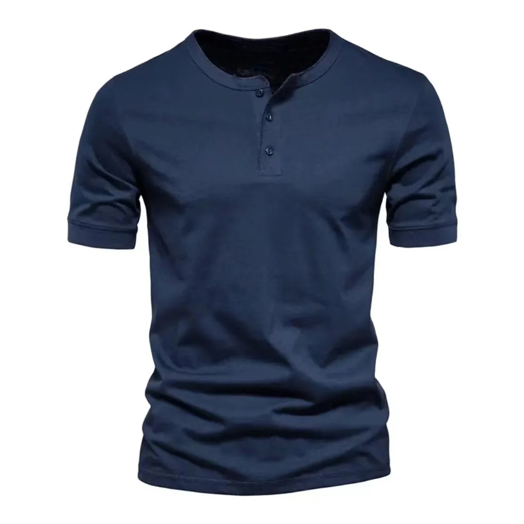 Men’s Casual Henley T-Shirt – Slim Fit Short Sleeve Cotton Tee