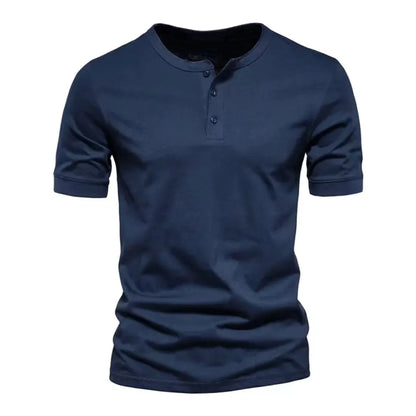 Men’s Casual Henley T-Shirt – Slim Fit Short Sleeve Cotton Tee