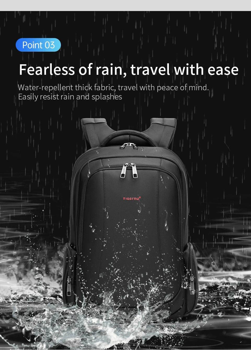 TIGERNU Laptop Backpack for Men – Waterproof Business Travel Backpack