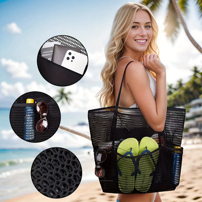 Large Mesh Beach Tote Bag – Waterproof Summer Shoulder Bag for Women