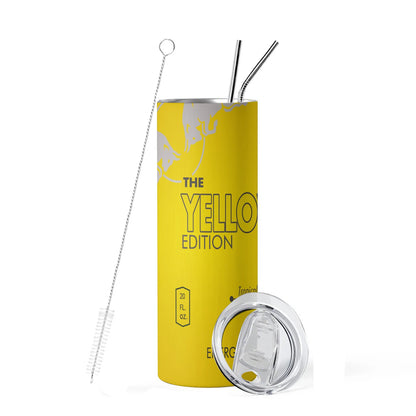 Energy Drink Slim Tumbler – 20oz Stainless Steel Cup with Straw & Lid
