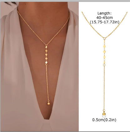 Gold Layered Y Necklace – Minimalist Dainty Lariat Necklace for Women Elegant Jewelry
