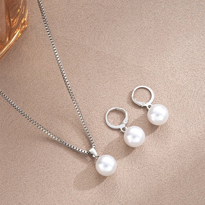 Pearl Necklace & Earrings Set – Elegant Gold Pearl Jewelry Set for Women