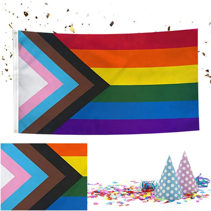 Progress Pride Rainbow Flag – Indoor Outdoor LGBTQ+ Pride Banner