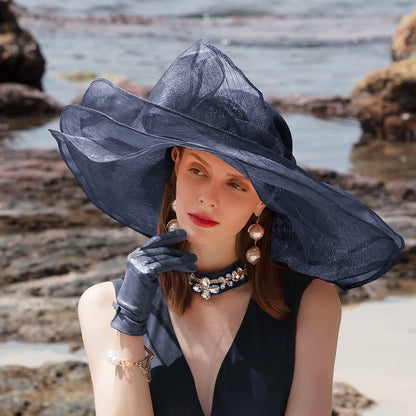 Women’s Oversized Bow Wide Brim Sun Hat – Elegant Beach & Church Hat