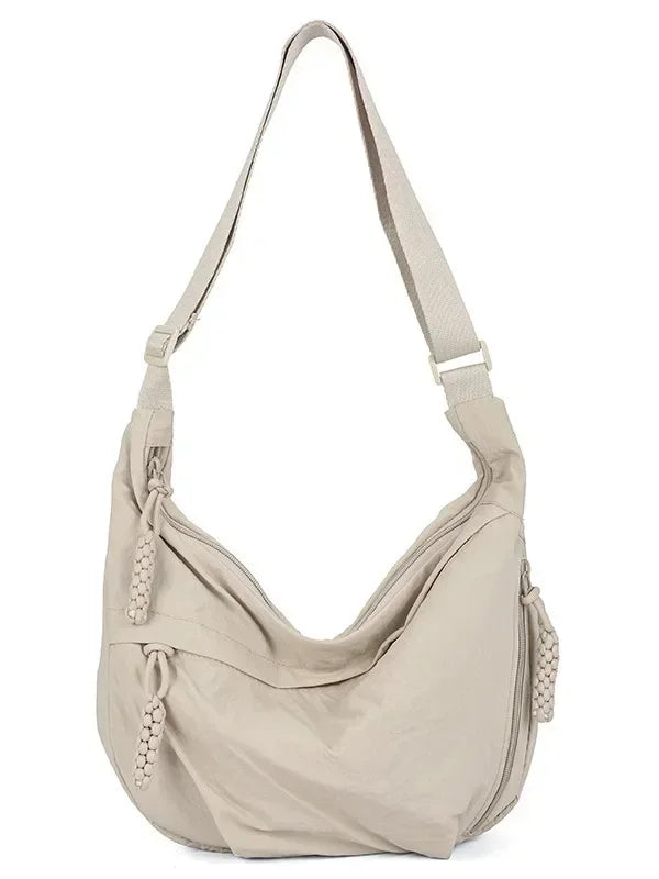 Casual Nylon Crescent Shoulder Bag – Lightweight Slouchy Crossbody Hobo Bag for Women