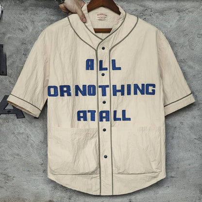 Men’s Oversized Streetwear Shirt – Japanese Retro Baseball Jersey