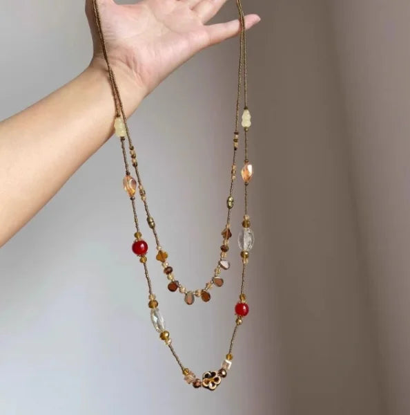 Bohemian Colorful Irregular Shell Beaded Necklace Long Sweater Chain Accessory Vintage Style Women's Holiday Fashion Jewelry