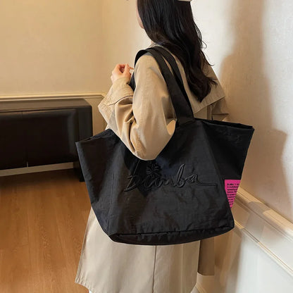 Large Capaci Canvas Tote Bag Women's 2026 New High-End Embroidered Casual op Bag Mom Sle Commuter Bag