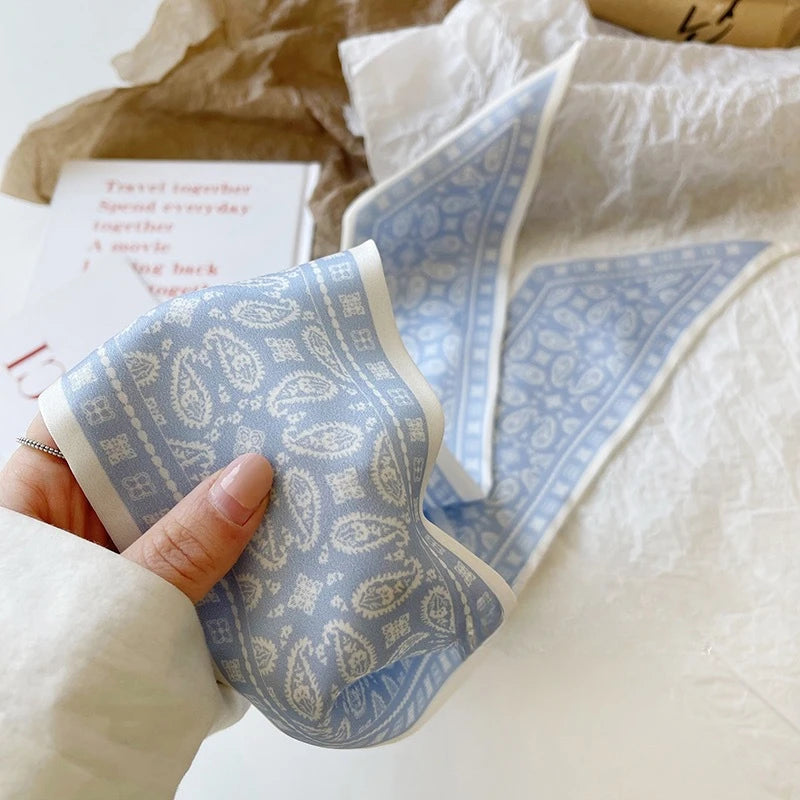 Vintage Paisley Hair Scarf for Women – Satin Headband Neck Tie Ribbon