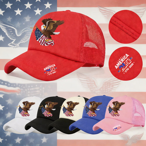 USA Eagle Print Trucker Hat – Adjustable Patriotic Baseball Cap