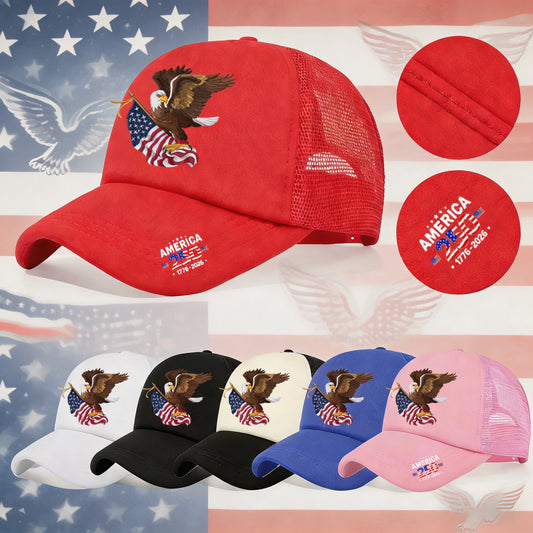 USA Eagle Print Trucker Hat – Adjustable Patriotic Baseball Cap