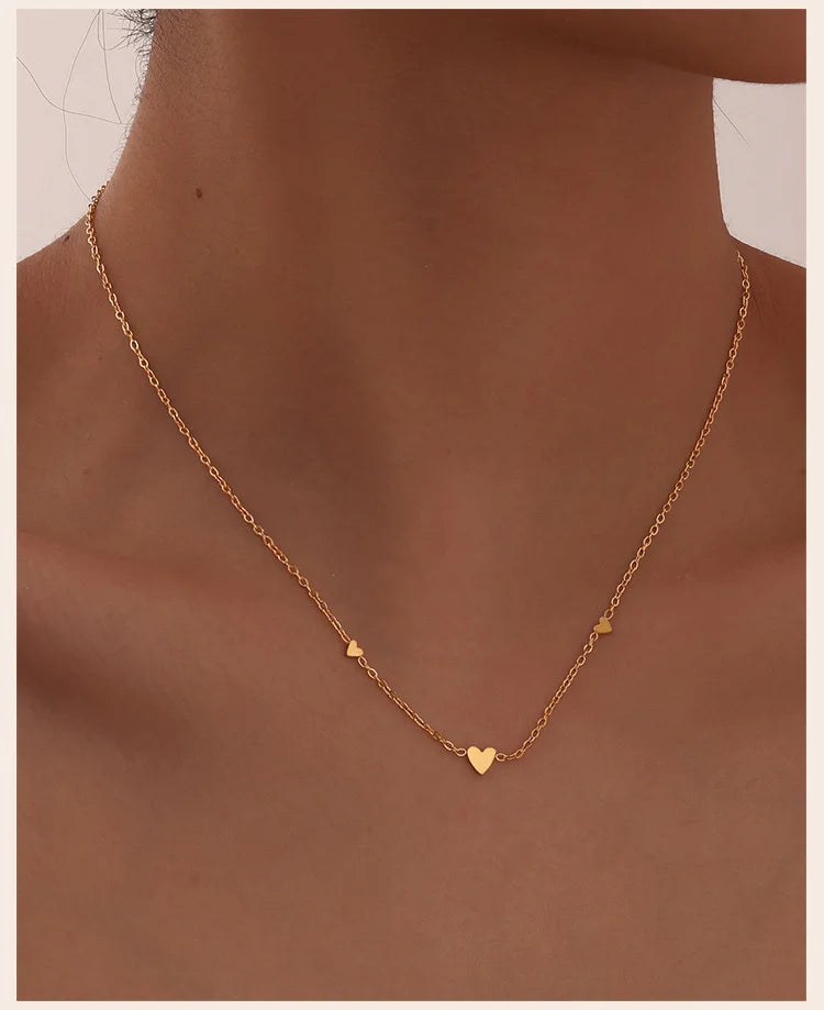 Dainty Gold Heart Necklace – Minimalist Tiny Heart Chain Necklace for Women
