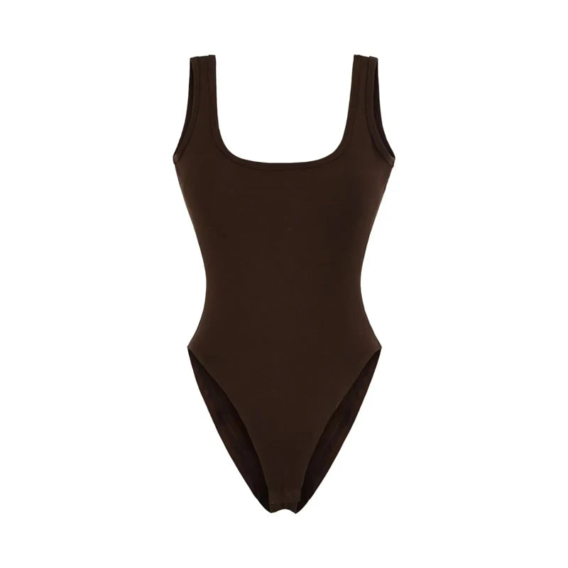 Women's Sculpting Modern Low Back Tank Bodysuit With Bra Insert