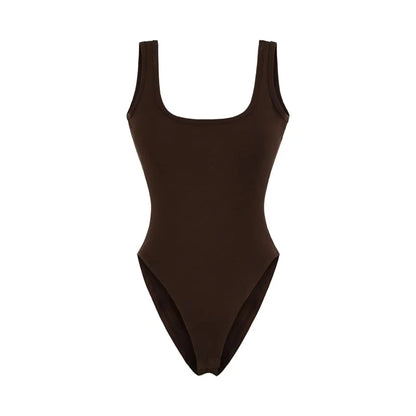 Women's Sculpting Modern Low Back Tank Bodysuit With Bra Insert