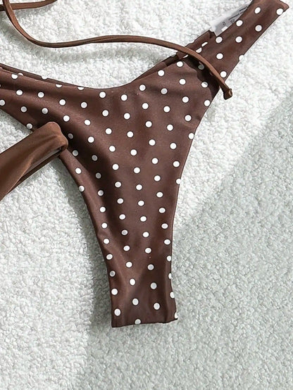 Retro Polka Dot Triangle Bikini Set Women Vintage Two Piece Swimsuit Summer Beachwear