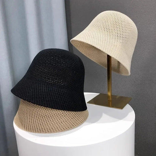 Women’s Knit Bucket Hat – Breathable Summer Crochet Fisherman Cap