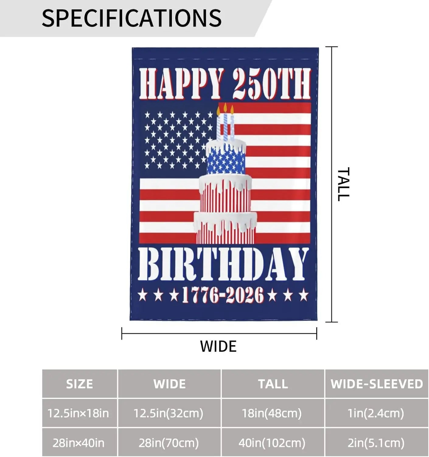 America 1776 2026 flags 4th July Patriotic Happy 250th-Birthday 12x18 Garden Flag Double Side