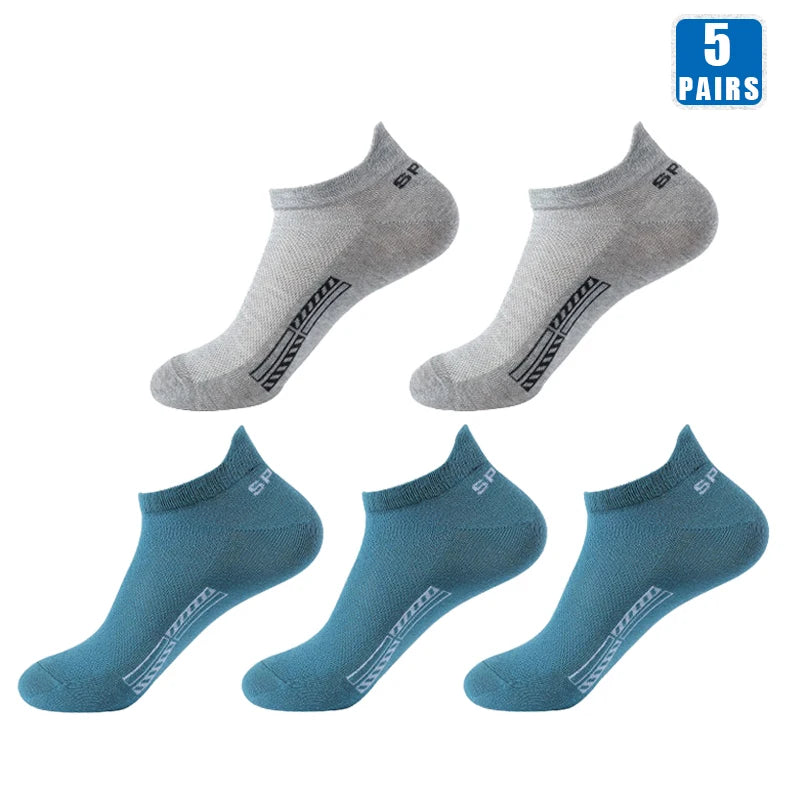 5 Pairs Men’s No Show Sports Socks – Breathable Low Cut Athletic Ankle Socks Set