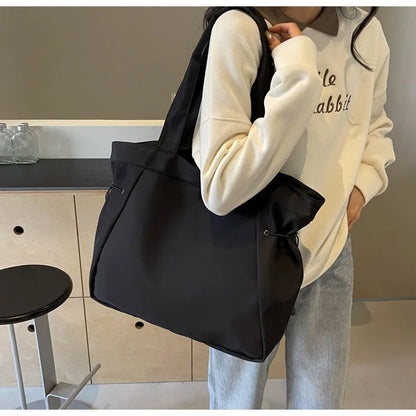 Minimalist Nylon Tote Bag – Large Capacity Casual Shoulder Handbag for Women