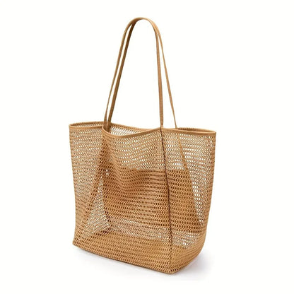 Large Mesh Beach Tote Bag – Waterproof Summer Shoulder Bag for Women