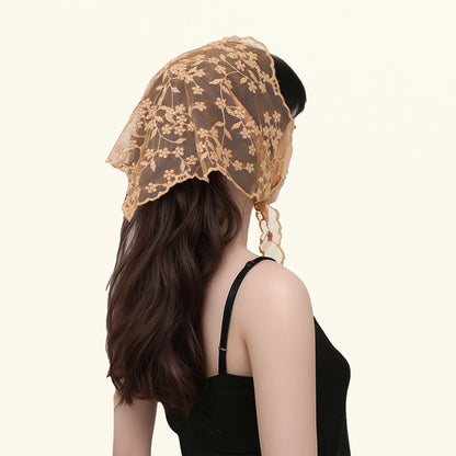 Fashion Ins Lace Hair Scarf Women Retro Triangle Hair Bands Vintage Triangular Headscarf Girls Elegant Headwear Hair Accessories