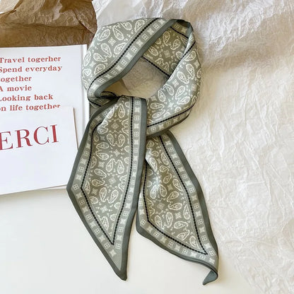 Vintage Paisley Hair Scarf for Women – Satin Headband Neck Tie Ribbon