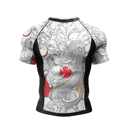 Pink BJJ Rash Guard Men Short Sleeve Jiu Jitsu Compression Training Shirt