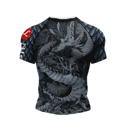 Pink BJJ Rash Guard Men Short Sleeve Jiu Jitsu Compression Training Shirt