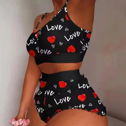 Cute Strawberry Print Bikini Set – Women’s High Waisted Two Piece Swimsuit, Sexy Summer Beach Swimwear