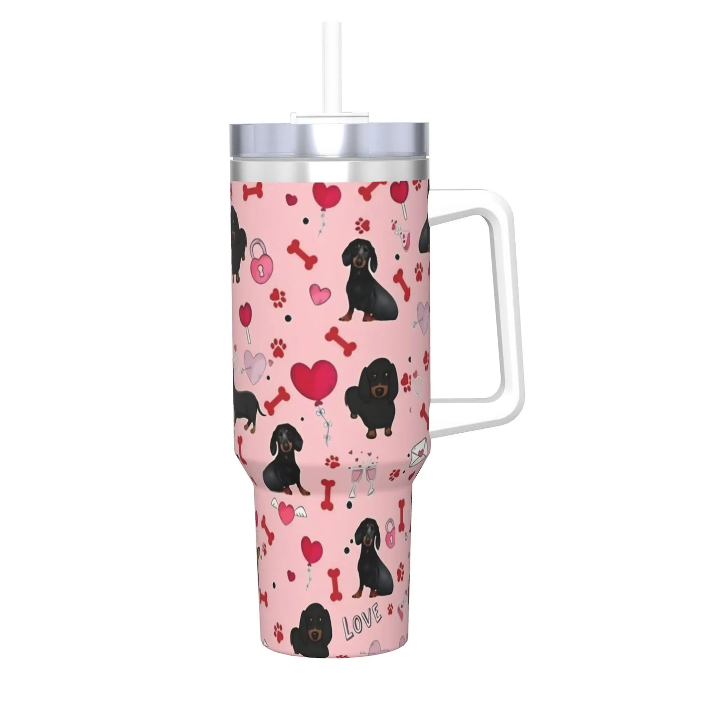 Dachshund Love 40oz Stainless Steel Tumbler with Straw Insulated Mug