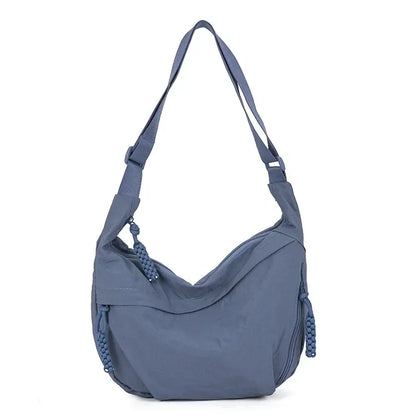 Casual Nylon Crescent Shoulder Bag – Lightweight Slouchy Crossbody Hobo Bag for Women