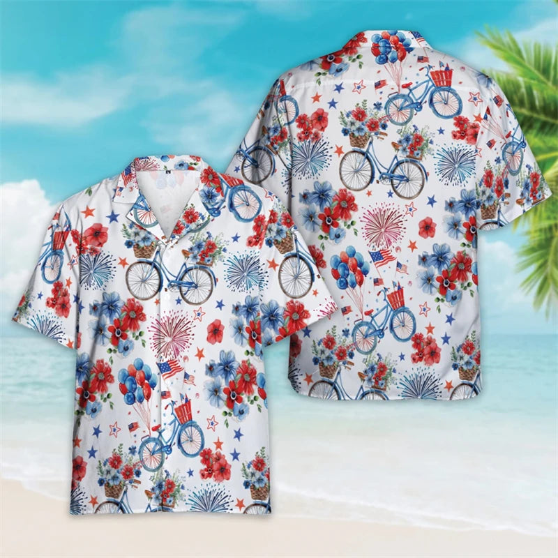 Patriotic American Flag Hawaiian Shirt – Men’s Summer Button Down Shirt