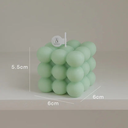 Aesthetic Bubble Cube Candle | Handmade Soy Wax Scented Candle for Home Decor