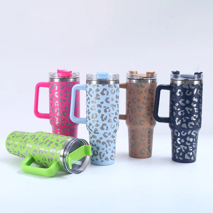 40oz Stainless Steel Vacuum Insulated Travel Mug with Handle Straw Lid