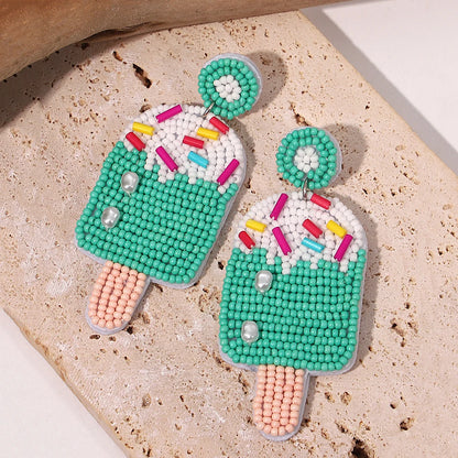Boho Beach Statement Earrings – Handmade Beaded Starfish Seahorse Shell Drop Earrings for Women