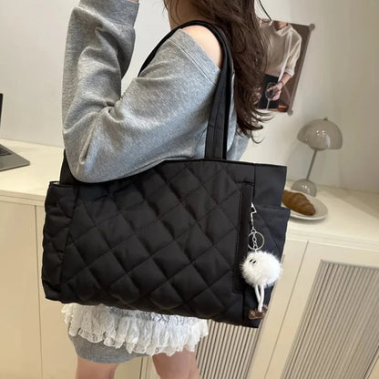 Quilted Puffer Tote Bag – Large Capacity Lightweight Shoulder Handbag for Women