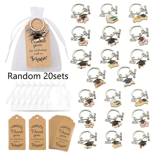 2026 Graduation Keychain Party Favors – 20 Sets with Gift Bags & Thank You Tags