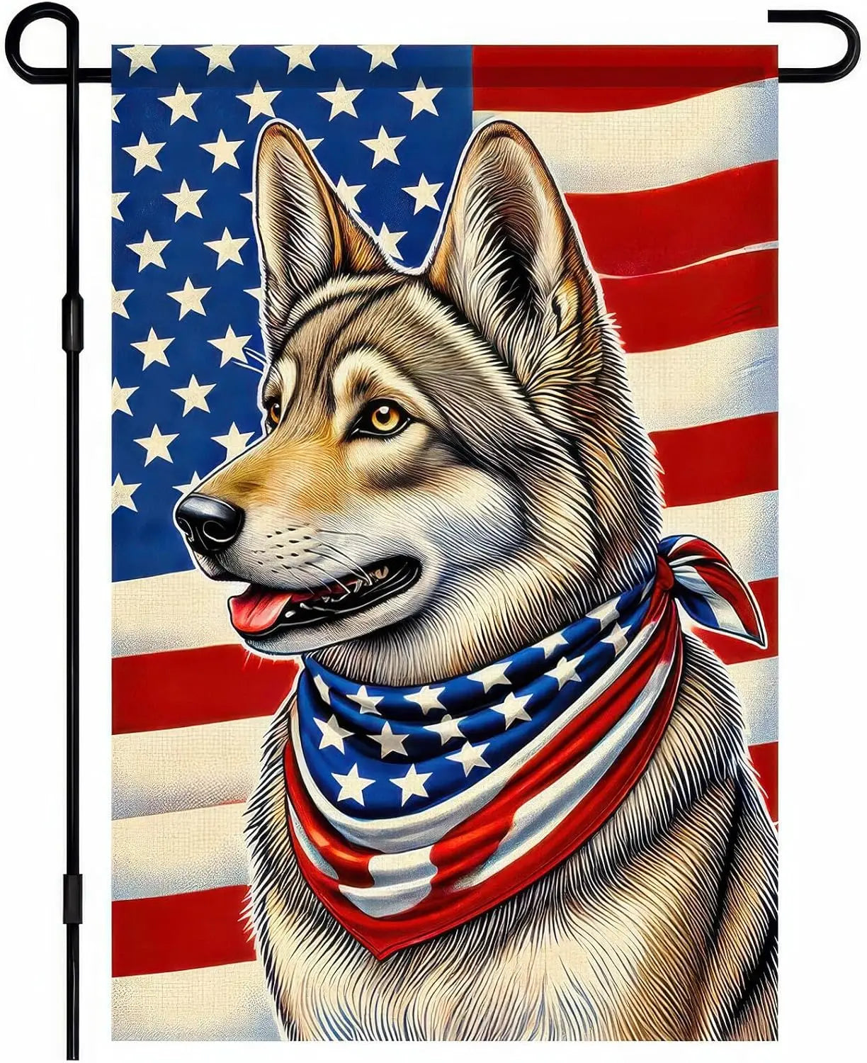 Patriotic American Flag 4th of July German Shepherd Garden Flag 12x18 Double Sided Small Yard House Flags for Memorial