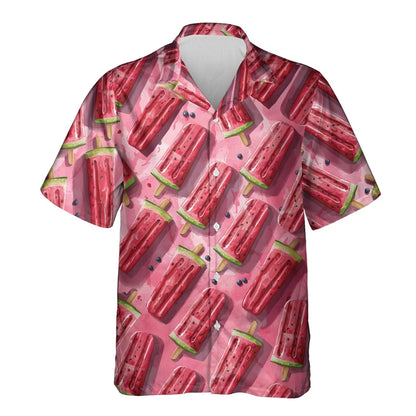 Watermelon Graphic Hawaiian Shirt 3D Fruit Print Summer Button Up Top