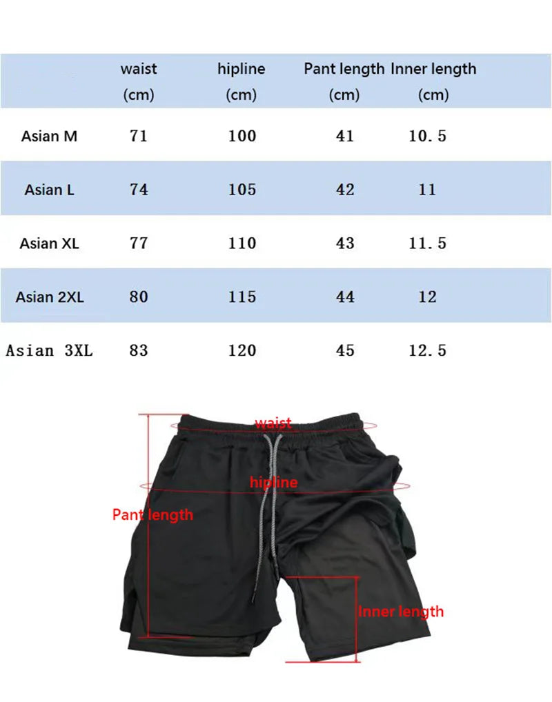 Men’s 2 in 1 Athletic Shorts – Compression Running Gym Shorts Quick Dry Sportswear for Men