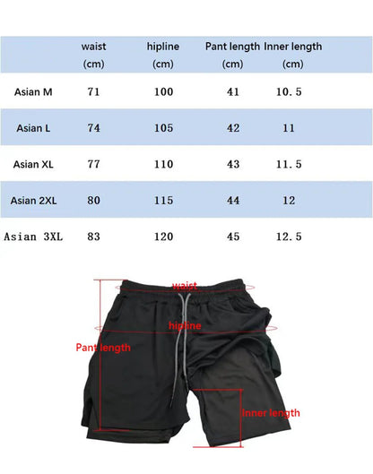 Men’s 2 in 1 Athletic Shorts – Compression Running Gym Shorts Quick Dry Sportswear for Men