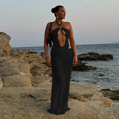 Hollow Out Bikini Set Women Swimwear with Long Skirt Cover Up Beachwear