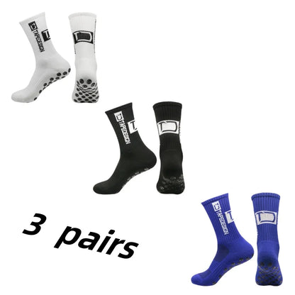 3 Pairs Grip Soccer Socks – Anti Slip Athletic Crew Sports Socks