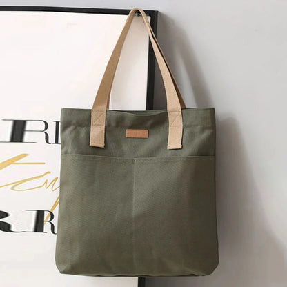 Minimalist Canvas Tote Bag – Large Capacity Casual Shoulder Bag for Women
