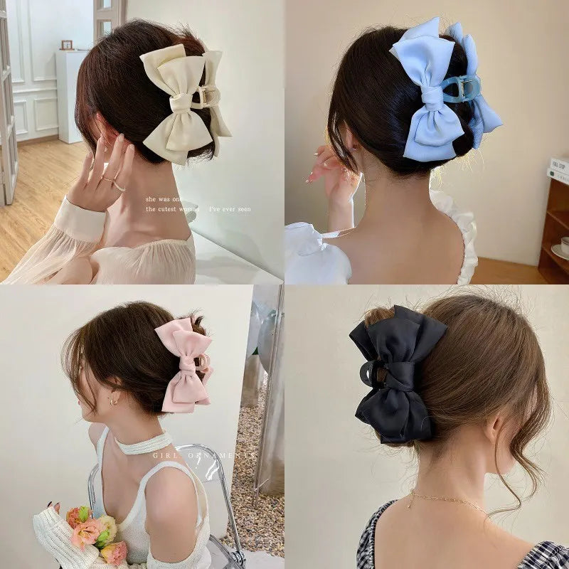 Satin Bow Hair Clip Set – Cute Coquette Ribbon Barrettes for Women & Girls